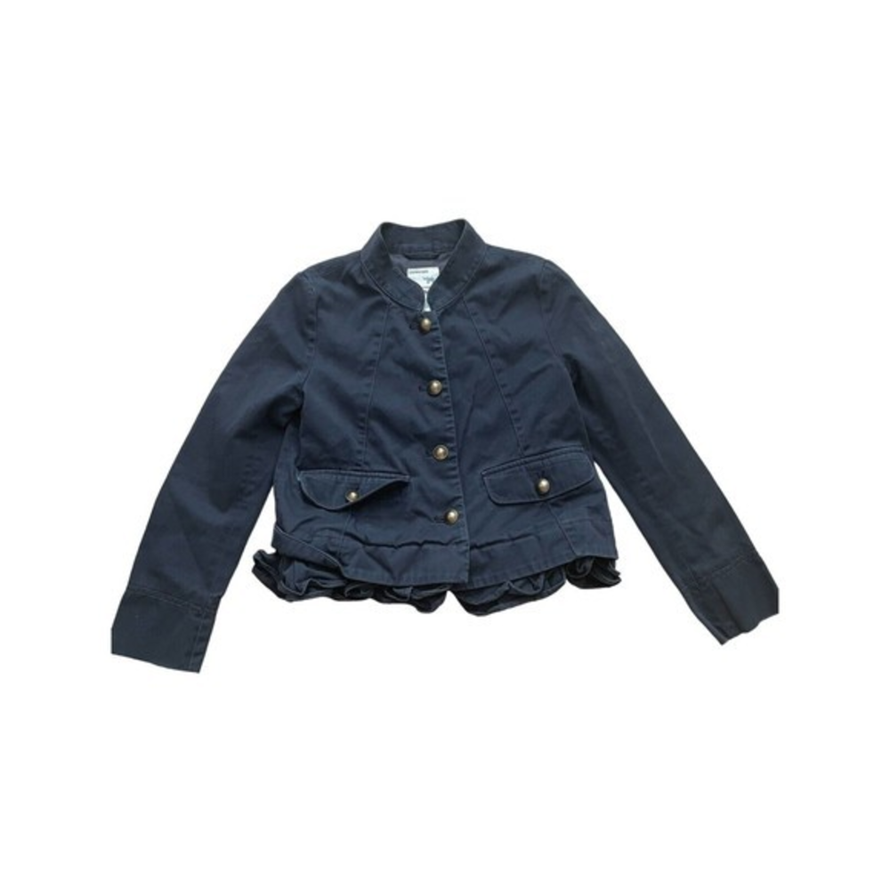 Crewcuts Girls Size 8 Gray Military Jacket With‎ Ruffles And Gold Buttons